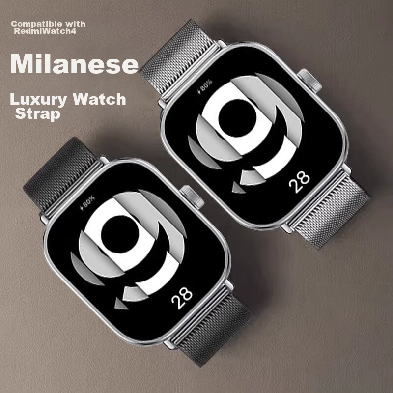 ESCASE Magnetic Milanese Loop Compatible with Xiaomi Redmi Watch 5 Strap, Metal Magnetic Waterproof Breathable Buckle Replaceable Wristband for Xiaomi Redmi 4, Black 10