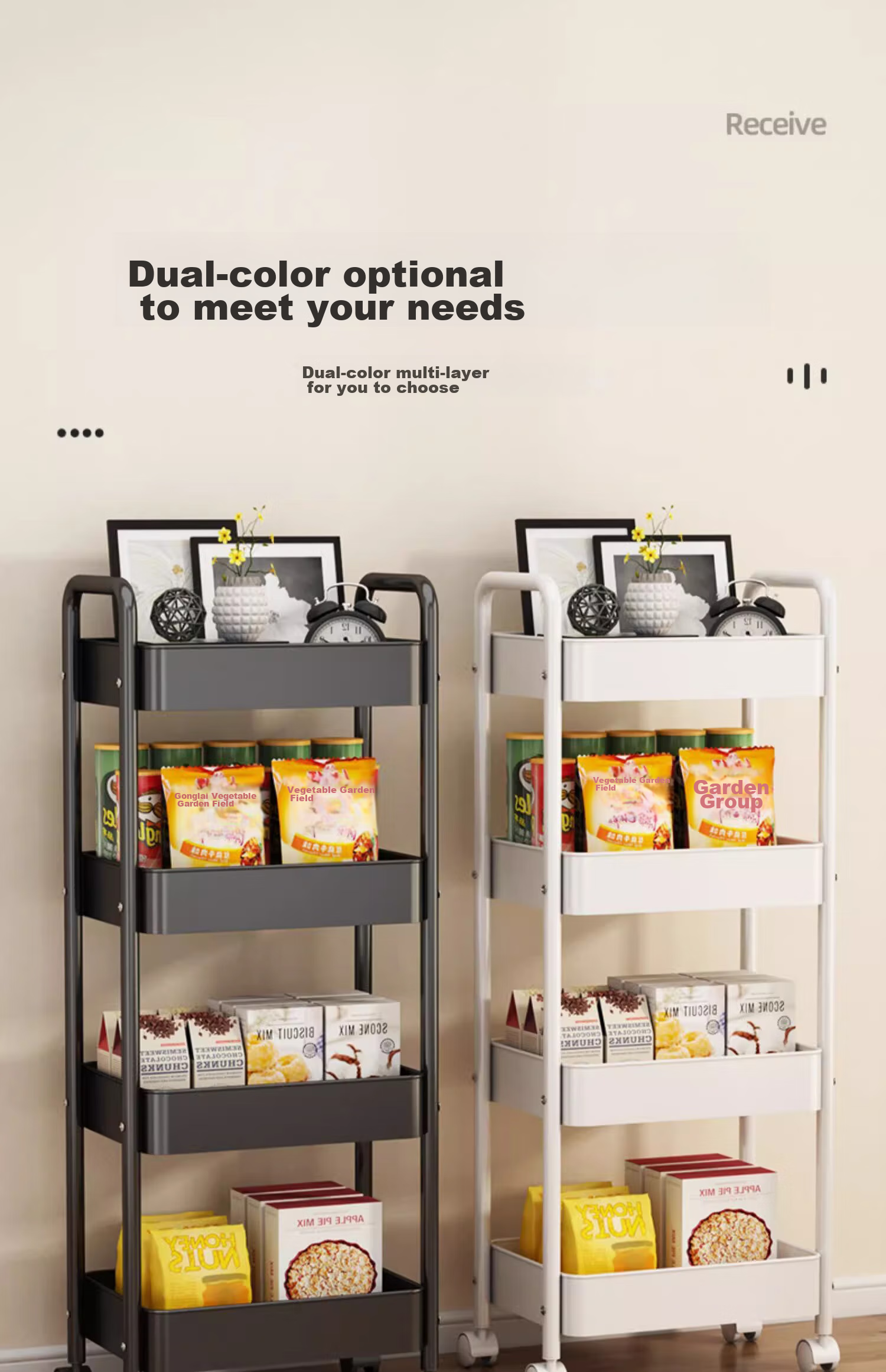Jiadu Bathroom Storage Rack, Multifunctional Floor-Standing Kitchen Cart, Household Fruit And Vegetable Basket, Multi-Layer Storage Shelf 21
