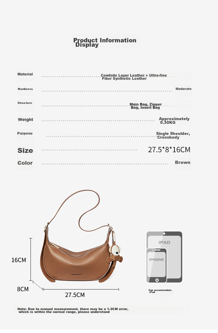 RED DRAGONFLY 2026 New Women's Handbag, Light Luxury Cowhide Crossbody Shoulder Tote Bag, Birthday Gift for Mom 13