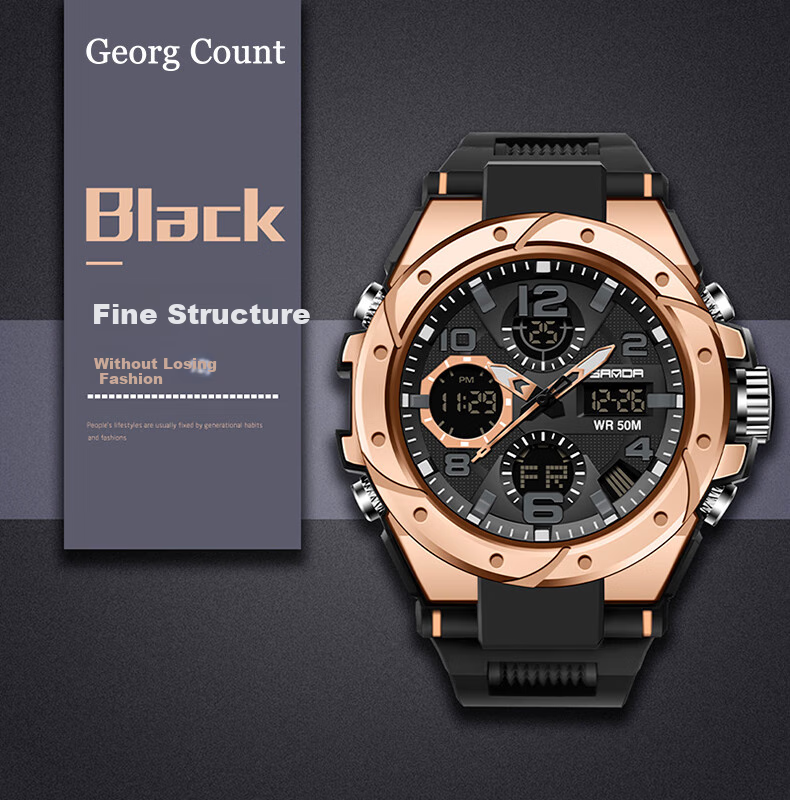 GEORGCOUNT Men's Multifunctional Sports Alarm Clock Electronic Watch for Middle School, High School Students, Men, Waterproof Youth Male Wearers 17
