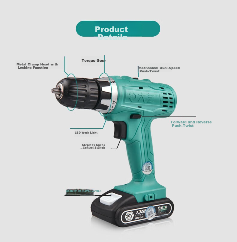 Dayi Handheld Electric Drill, 20V Rechargeable Electric Drill, Electric Screwdriver Tool Set, T28 Lithium Battery Handheld Drill, Sold by JD 6