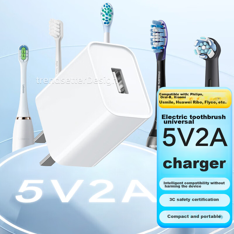 Trendsetter Electric Toothbrush Charger, 10W, Compatible with Xiaomi Mijia, Usmile, Huawei Libo De, Midea, Mengya Jia, JD Original, 5V2A Charging Head And Charging Cable Set
