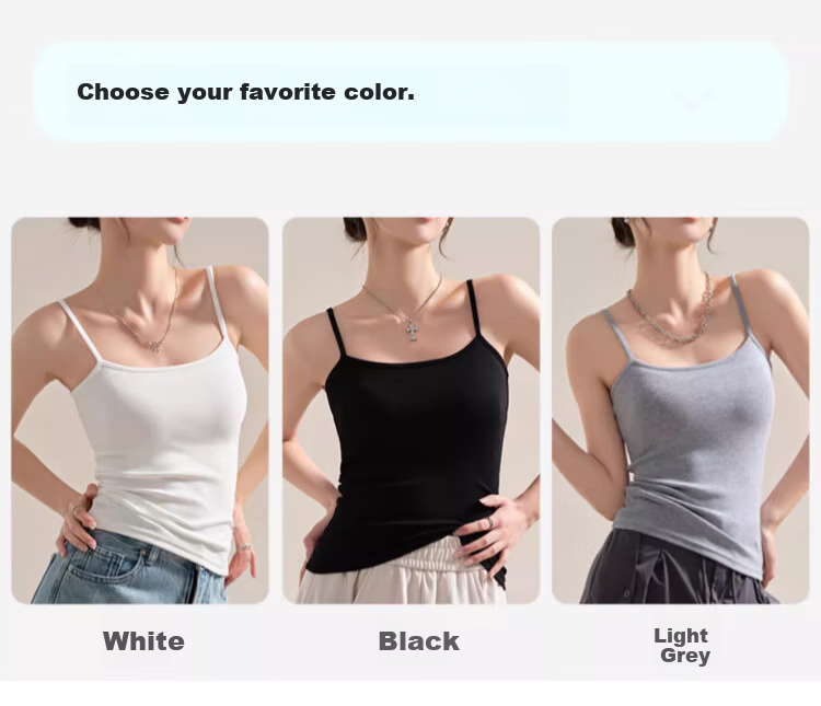 LangSha Women's Camisole Vest 2026 New Spring Summer Padded Slim Fit Sleeveless Top for Layering and Side Breast Coverage 4