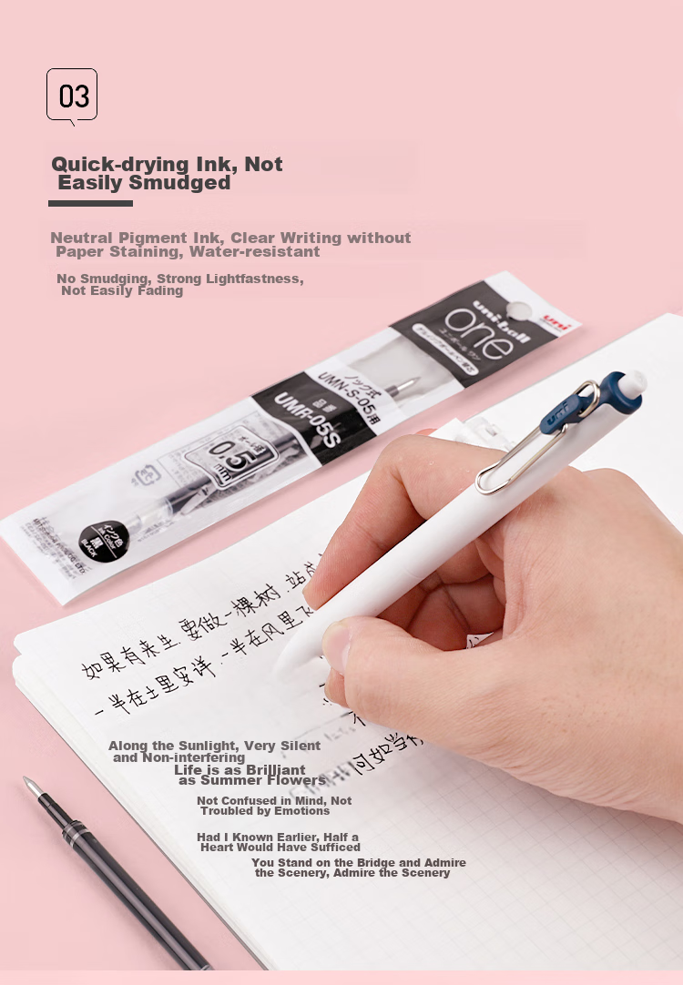 Uni Mitsubishi [Popular Product] UMR-05S Retractable Pen Refill, 0.5mm Gel Ink, Black Refill, Compatible with Xiaonongxin ONE UMN-S Series, Pack of 10 5