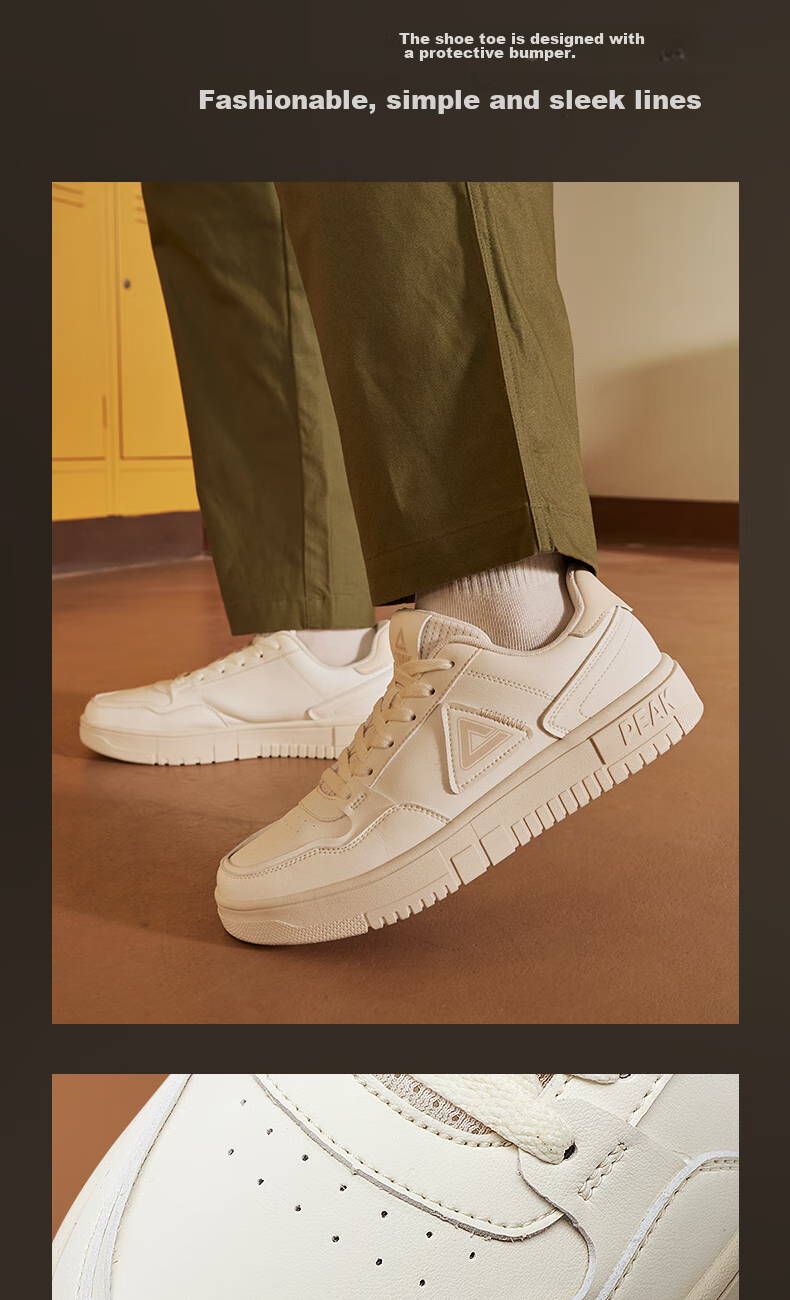 PEAK Men's Sneakers, Air Force One Style, Summer Low-Top Casual Shoes, Trendy Soft-Soled White Shoes, Versatile Sports Shoes, DB310127 8