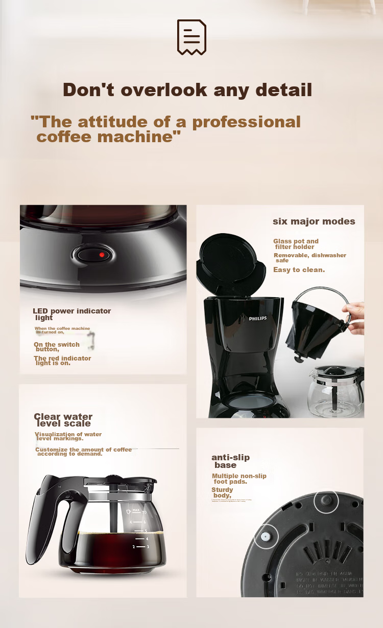 PHILIPS Coffee Maker, Home Drip American MINI Coffee Pot HD7432/20 (For Ground Coffee) 6