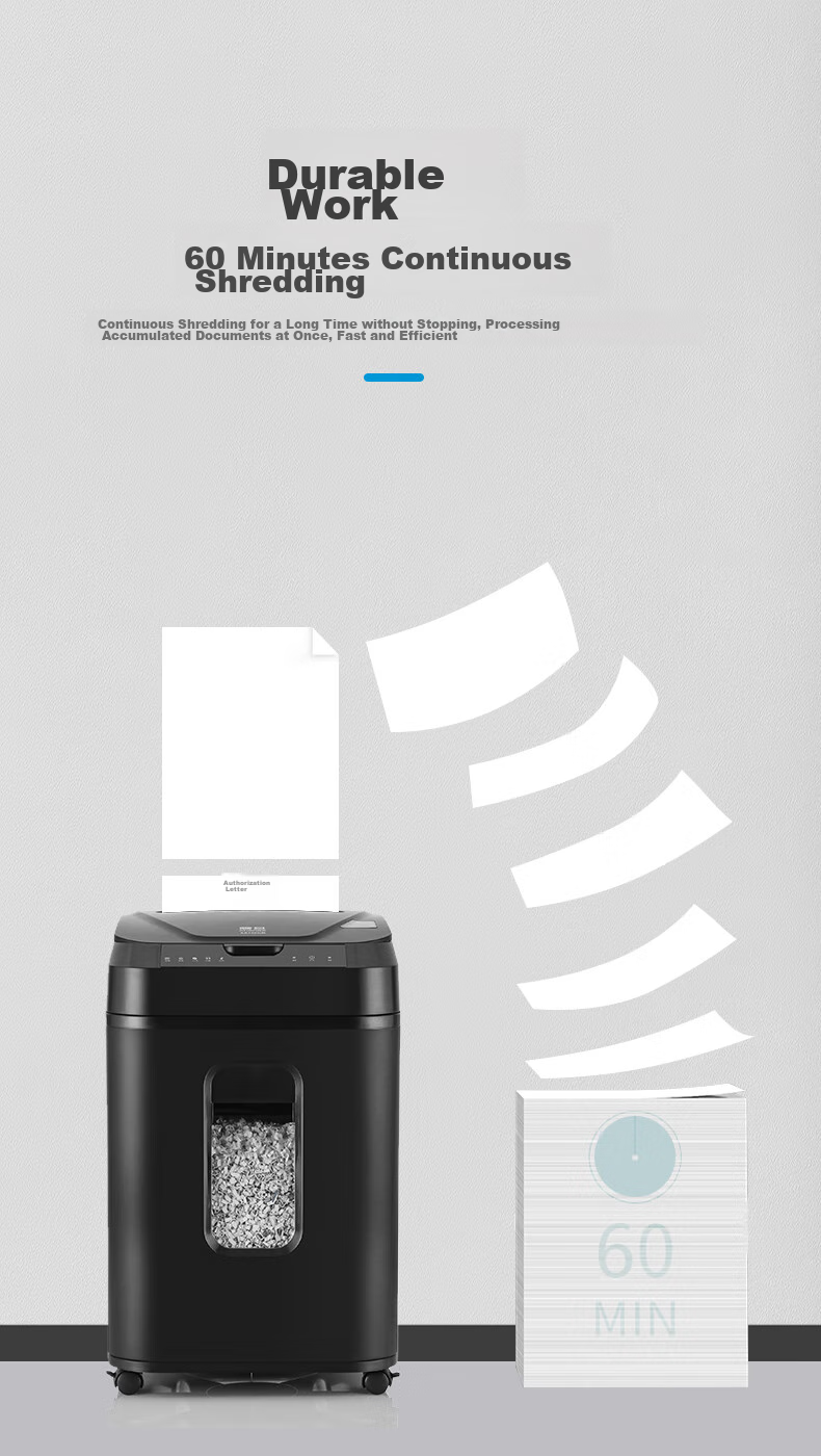 AURORA Level 4 Confidential Office Commercial Fully Automatic Paper Shredder (Automatic 120 Sheets, Continuous 60 Minutes, 32.2L Can Shred Cards And CDs) AS120CD 9