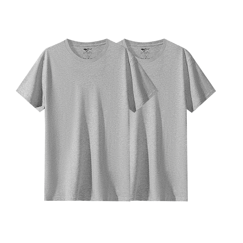 Seven Wolves 100% Cotton Men's Short Sleeve Pure Cotton T-Shirt Running Sports Breathable All Cotton White Casual Sweat-Absorbing Shirt