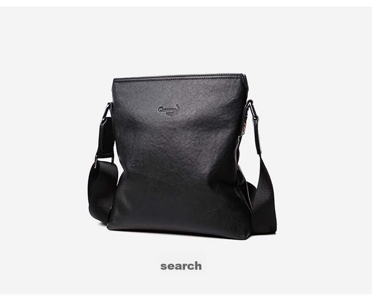 CROCODILE Top-Grain Leather Napa Texture Men's Business Vertical Shoulder Bag Crossbody Bag XT208 Black, Gift for Boyfriend 13