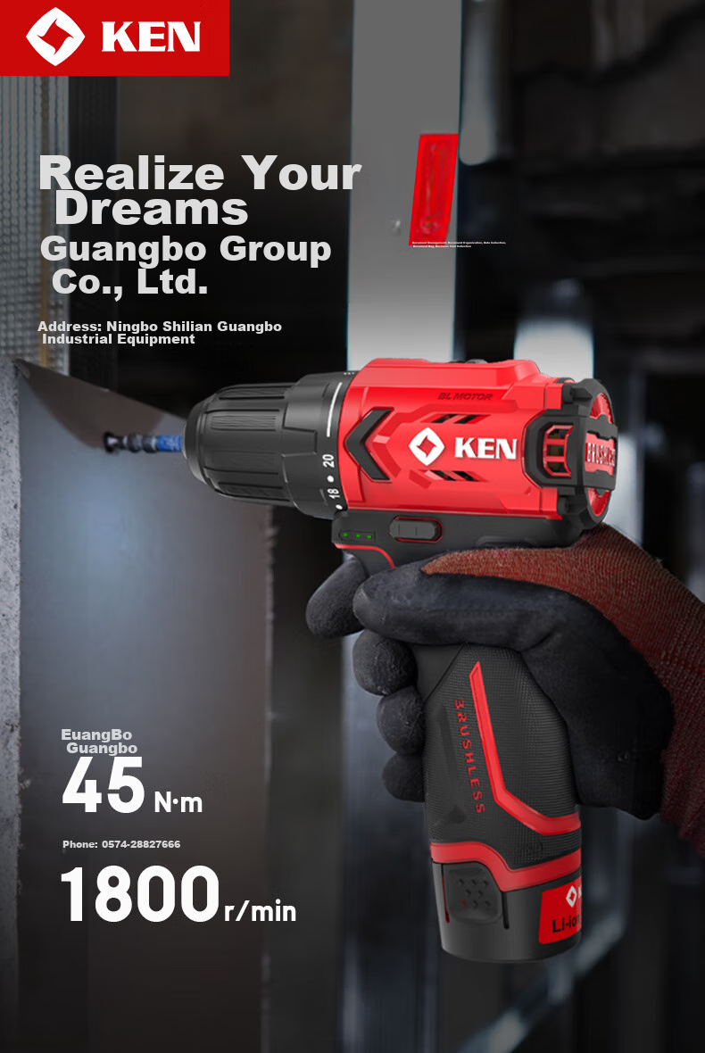 KEN Lithium Battery Drill, Brushless Electric Drill, Rechargeable Drill, Household 12V Screwdriver, BL7312 Bare Tool, Electric Power Tool, Screwdriver Machine 1