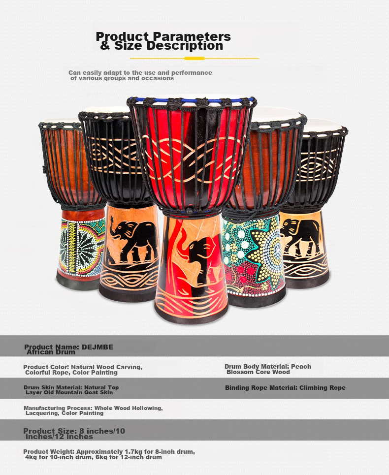 Minsine Standard 10-Inch African Drum, for Adults And Children Beginners to Play, Old Goat Skin Hand Drum Percussion Instrument 5