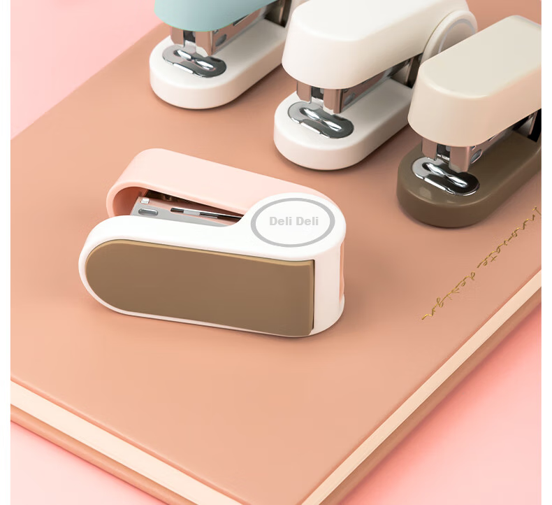 Deli [Back to School Stationery] Mini Stapler, Lightweight And Portable for Students' Office Use, Macaron Color Stapler/Binder/Stapling Machine, White 13