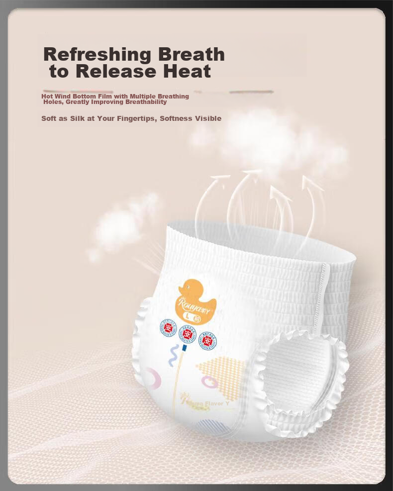 ROUYA [No Melamine Detected] Silk Soft Pull-Up Pants L58+4 Pieces, Summer Ultra-Thin Core Breathable Diapers 5