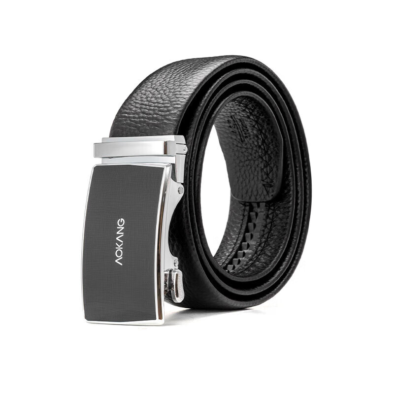 Aokang Men's Belt with Automatic Buckle, Top-Grain Leather Waistband, Business Trouser Belt, Birthday Gift for Husband