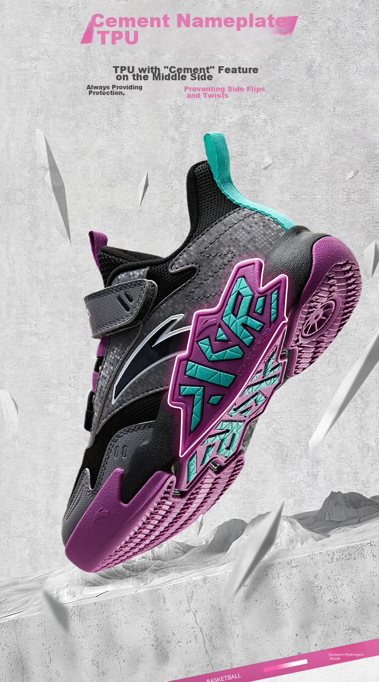 ANTA Kids Boys Sports Shoes Toddler Basketball Shoes A12549918H Durable Shock Absorption Cement Court 5