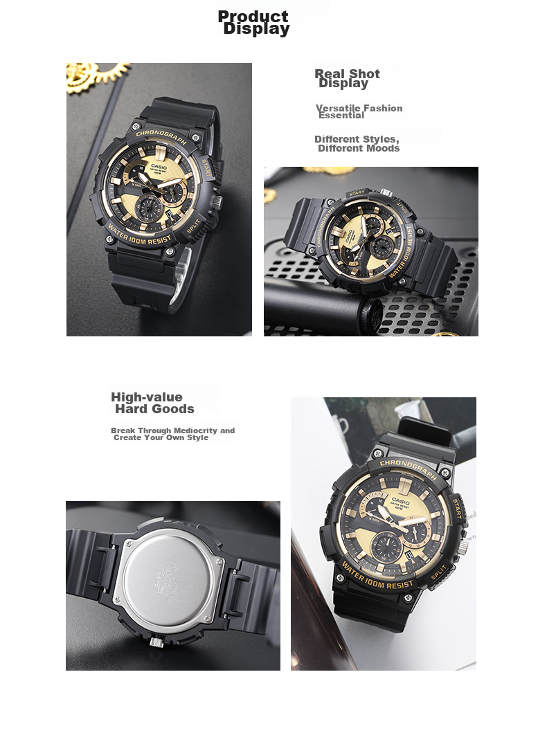 Casio Watch for Men, Black Knight Black Gold Sports Youth Student Waterproof Digital Watch for Men And Women, MCW-200H 8