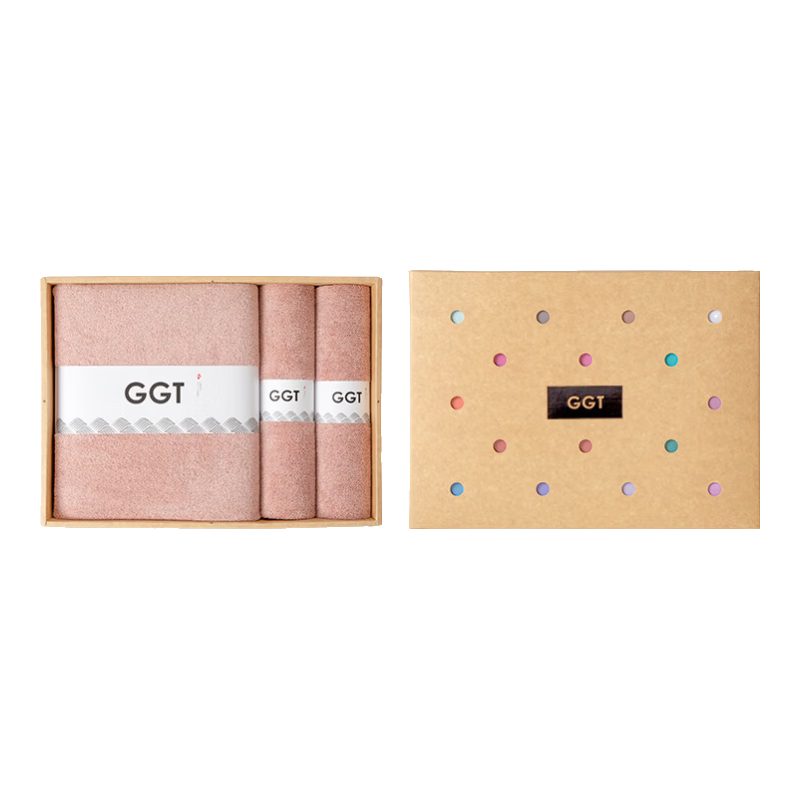 GGT Japanese Towel And Bath Towel Three-Piece Set, High-End Gift Box Set, Embroidered Customization, Gift Return, Souvenir Gift, Duhong