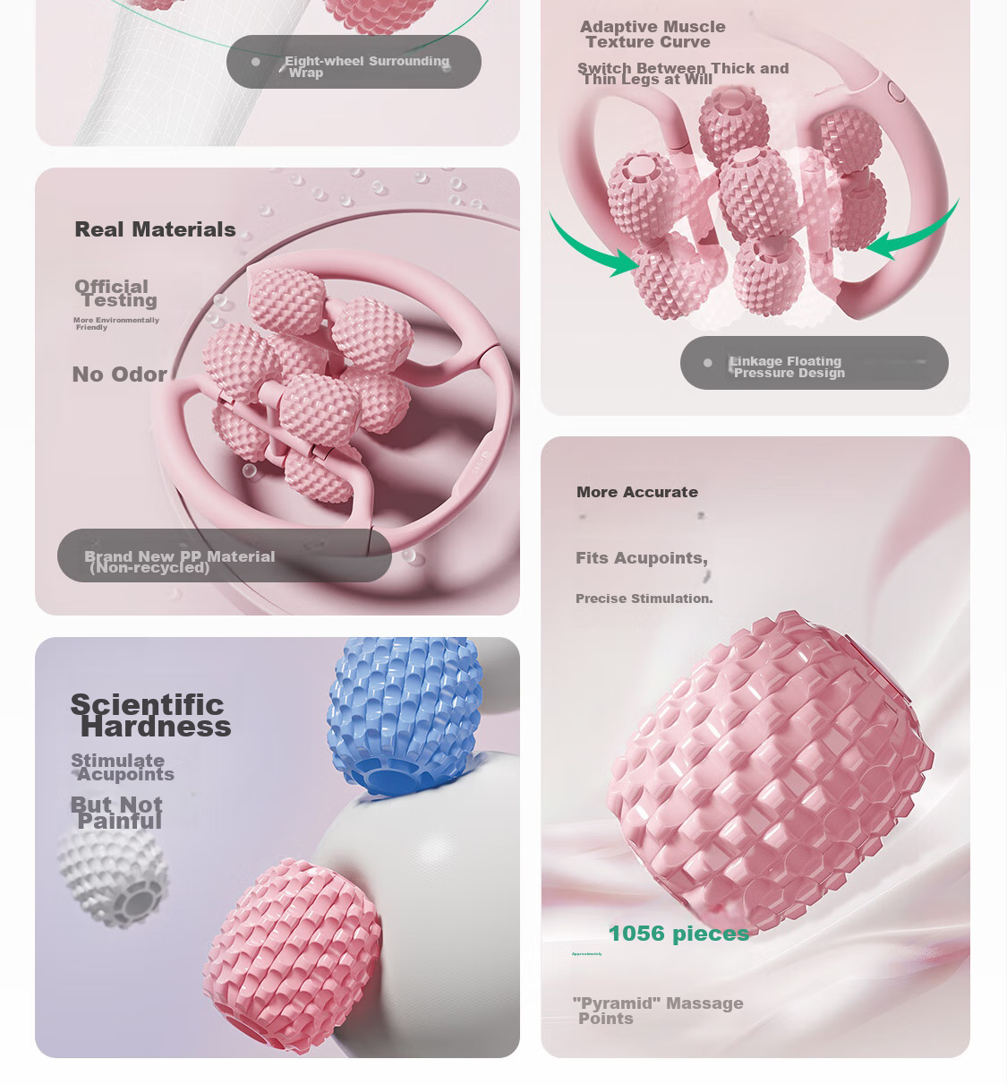 Keep 8 Detachable Circular Massage Roller for Thighs And Calf, Leg Slimming Device, Muscle Relaxation Foam Roller, Cherry Blossom Pink 10