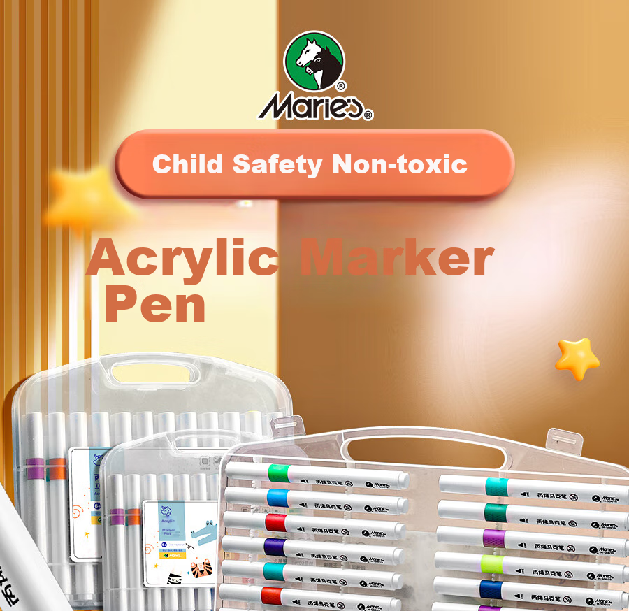 Marie's 80-Color Acrylic Markers, Waterproof, Non-Bleeding, Stackable, Guka Watercolor Pens, Washable, for Elementary School Students, Children's Doodling, Colored Pens, Art Sketching Watercolor Pens 1