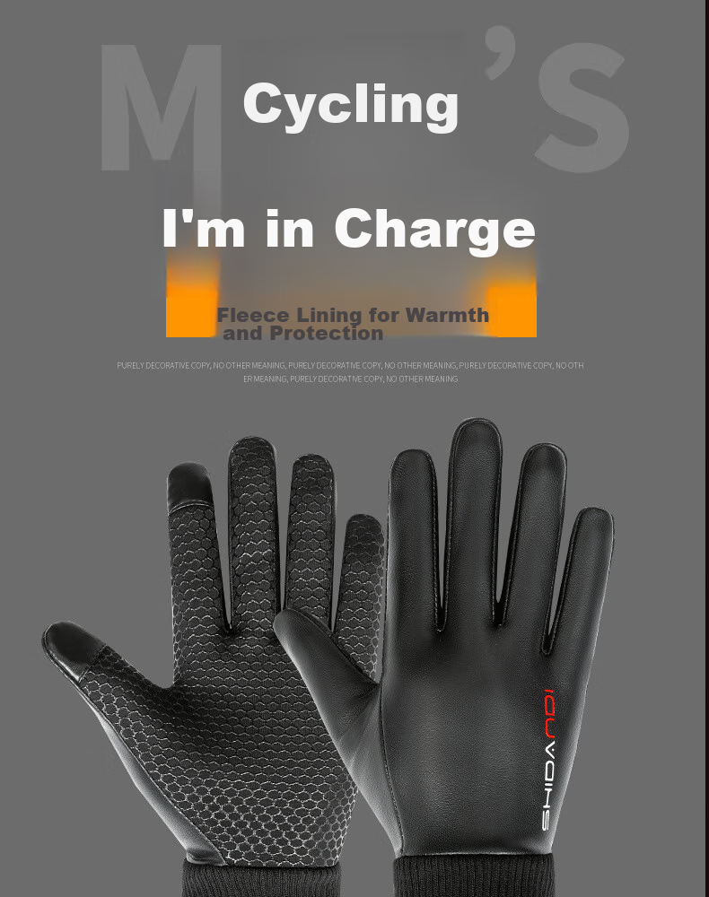 Move Iron Winter Gloves, Warm And Windproof Leather Gloves for Men And Women, Outdoor Cycling Sports Waterproof Ski Gloves with Touchscreen Functio 1