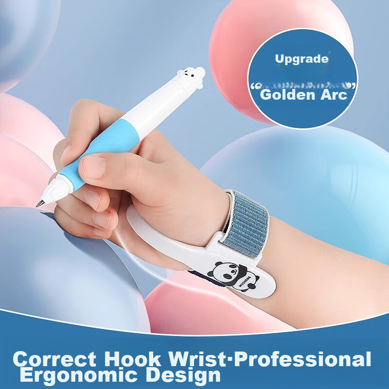 Wusheng Anti-Inward Hooking Wrist Corrector, Pen Grip Posture Hand Wrist Children's Writing Anti-Inward Hooking Fixator, Kindergarten Elementary School Beginner Pen-Handling Writing Correction Device, Anti-Hook Wrist Strap Miracle Tool Pen Control Training