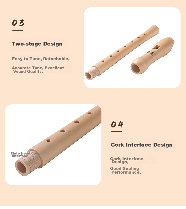Qimei 8-Hole Wooden Flute, German-Style Eight-Hole Wooden Vertical Flute, Classroom Instrument, Resin Case Packaging, with Teaching Materials 7