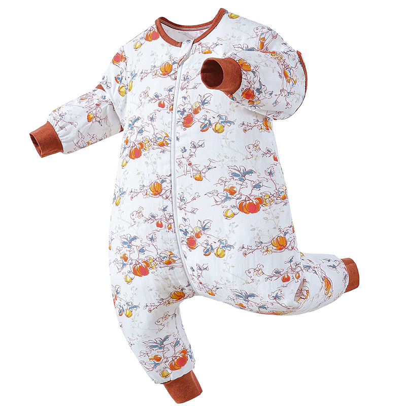Nanjiren Baby Split-Leg Sleeping Bag, Spring And Autumn Bamboo Cotton, Front 4 Back 2 Gauze, Infant Anti-Kick Blanket Pajamas, Size 90