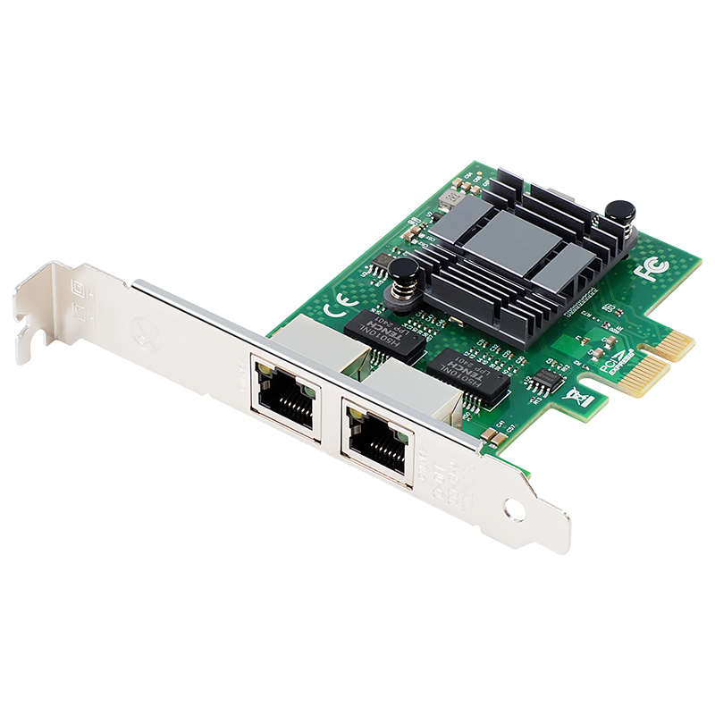 FLYBISH NA571-T2M PCI-E X1 Gigabit Dual-Port Desktop Network Card, 2 Ports Soft Router ROS Aggregation, Intel 82571 Chip