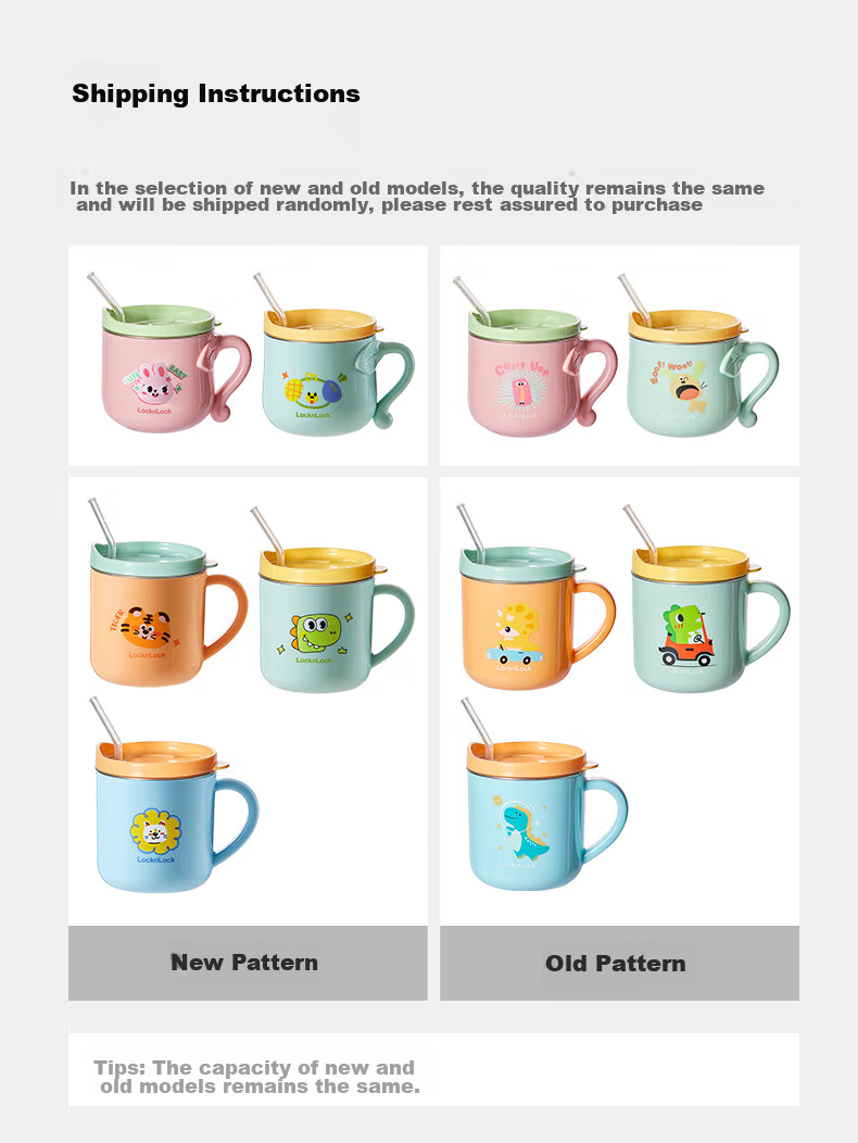 LOCK&LOCK Children's Water Cup, Home Open Cup, Baby Milk Cup, 2-Year Kindergarten Straw Cup, 3-Year Milk Cup, Multi-Purpose Cup 1