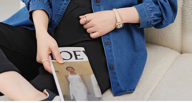 Dme [Vintage Denim Shirt] Spring And Autumn Simple Style Jacket for Women, Loose Long-Sleeve Commuter Shirt, Light Water Blue, M 17