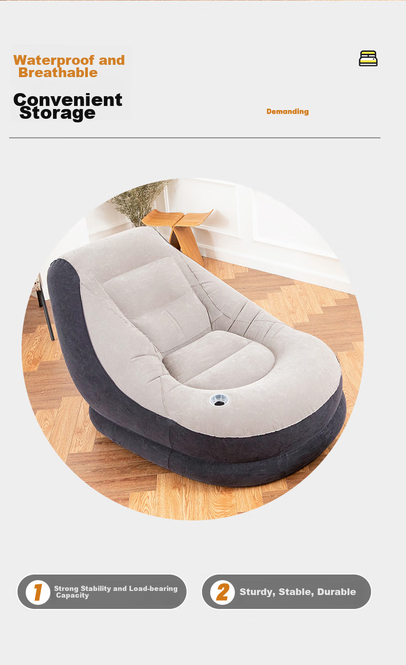 INTEX Flocked Inflatable Sofa Set, Lazy Leisure Sofa Lounge Chair Inflatable Sofa, Balcony Nap Chair 68564N 5
