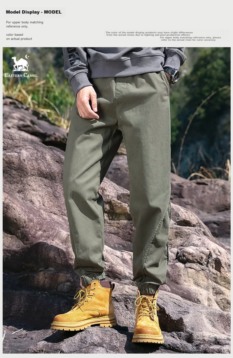 EASTERN CAMEL Casual Pants for Men, Spring And Summer Outdoor Sports Versatile Casual Tapered Cargo Pants Long Trousers, Khaki, L 7