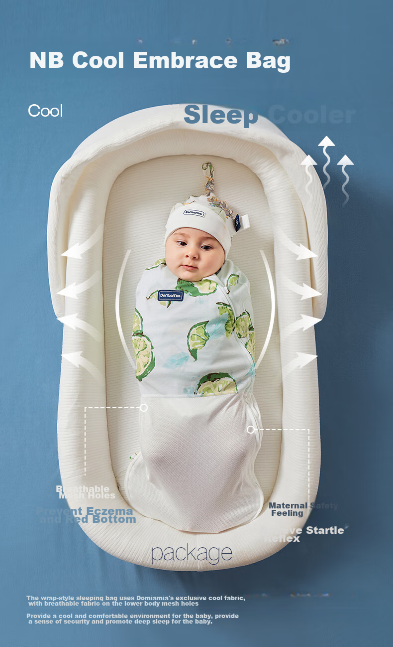 DOMIAMIA Baby Sleeping Bag, Anti-Startle Wrap, Double-Layer Pure Cotton, Newborn NB Size, Suitable for All Seasons 4