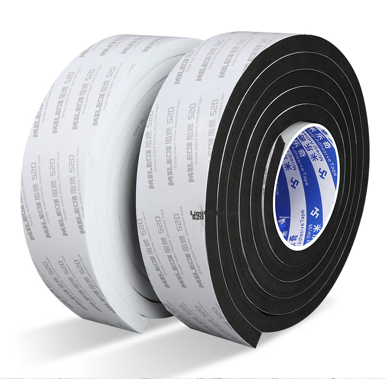 Mileqi Single-Sided Flame-Retardant Foam Tape, Kitchen Stove Gap Filler, Waterproof Self-Adhesive Flame-Retardant Sealing, Shock-Absorbing, Black, 20mm Thick, 20mm Wide, 2m Long, 1 Roll Package 12