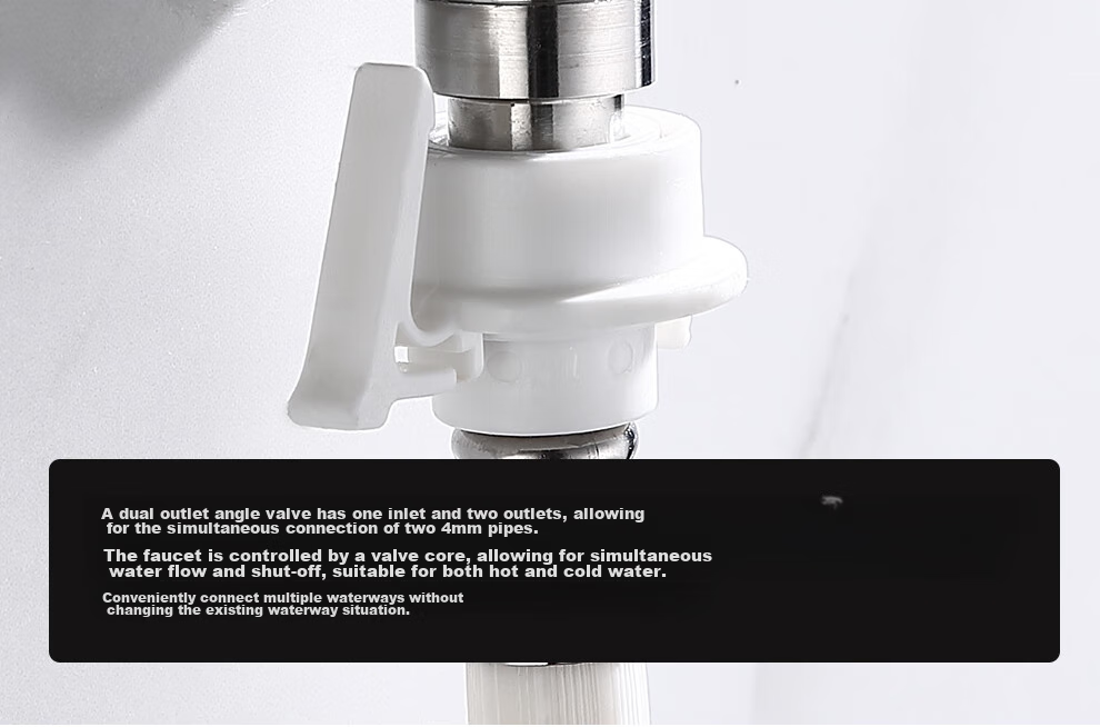 CVBAB Angle Valve, One Inlet Two Outlets, Three-Way, 1/2 Inch And 3/8 Inch Dual-Use Toilet Angle Valve, One-Inlet Two-Outlets Double-Opening Washing Machine Faucet CV1117 9