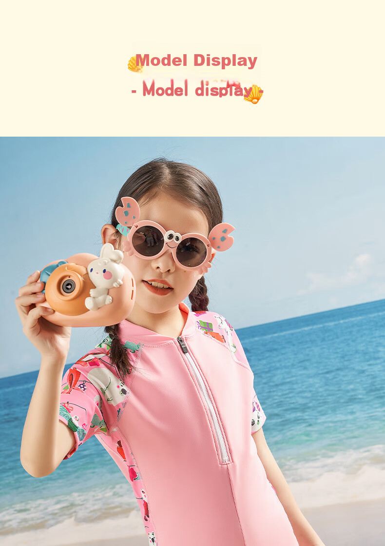 Li-Ning Children's Swimsuit, Girls' One-Piece Swimwear, Square-Leg Short-Sleeve Cartoon Swimming Training 720, Red Floral, Size 130 11