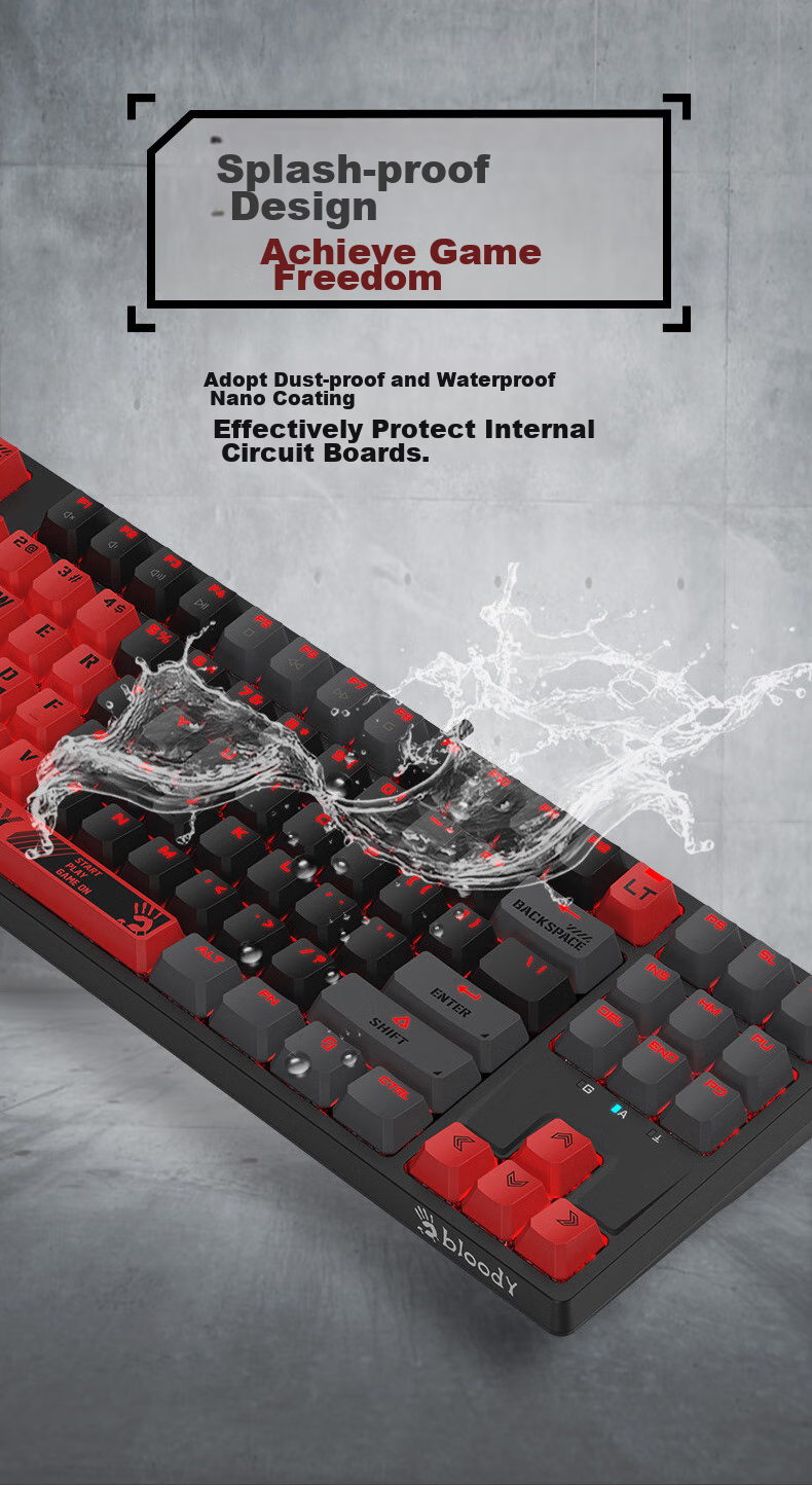 A4TECH T87 88-Key Mechanical Keyboard Wired Gaming Keyboard E-Sports Mechanical Keyboard Dedicated Optical Switches Keyboard Blood Hand Phantom Optical Switches Blood Red Wired 13