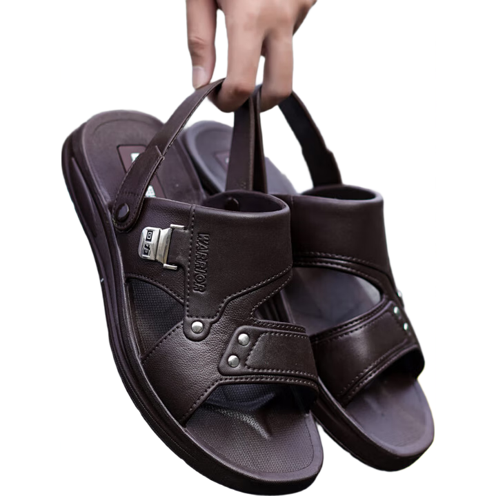 Warrior Casual Sandals for Men, Indoor Slippers, Outdoor Dual-Use Beach Shoes, Comfortable Breathable Simple Style 3B00 Brown 39