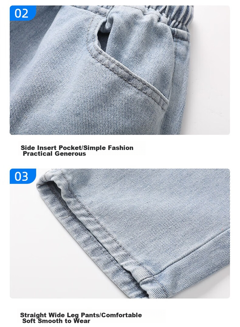 Dingfengbaoluo Men's Jeans, Summer Loose Fit, High Street Trendy Brand, Straight-Leg Casual Nine-Tenths Pants, 868 Light Blue, Size S 13