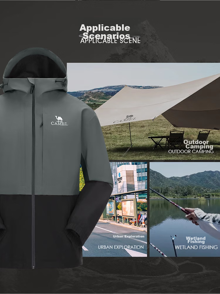 CAMEL Outdoor Single-Layer Hardshell Jacket for Men And Women, Waterproof Travel Coat A13CATG112 3XL 11