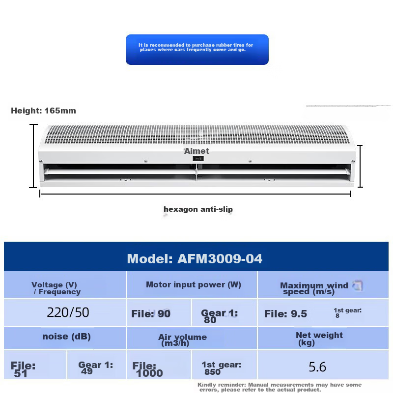 AIRMATE Air Curtain, 0.9-Meter Commercial Air Door for Restaurants And Entrances, High Wind Speed, AFM3009-04