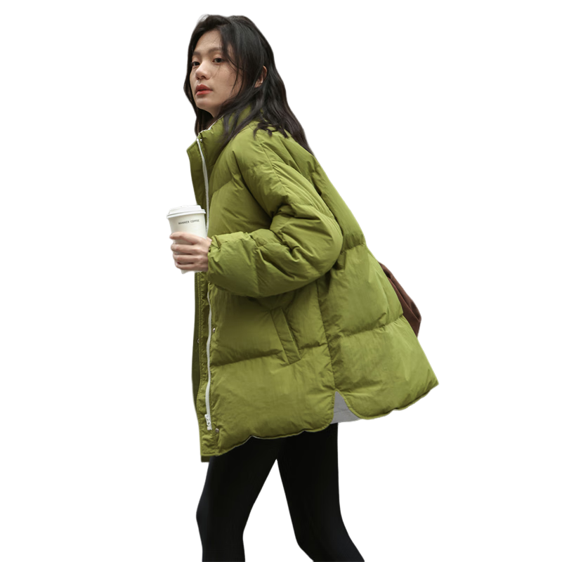 Dme [Avocado Good Mood] Lightweight Stand Collar Warm Winter 90% Duck down Filling Versatile Women's Down Jacket