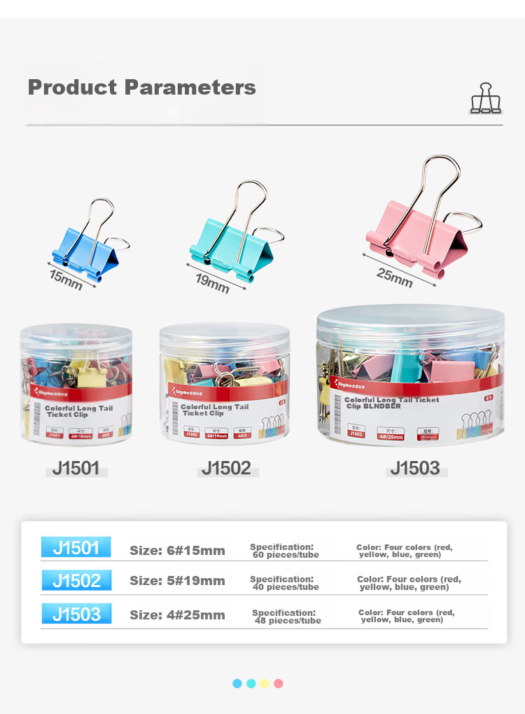 Kingdee 40 Pieces, 19mm Colorful Long Tail Clips, Binder Clips, Large Fixed Stationery Clips, Strong Book Clips, Office Supplies 3