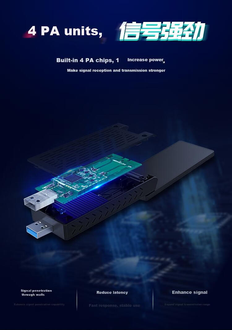 EDUP 1900Mbps High-Power Gaming USB3.0 Dual-Band Wireless Network Adapter - Night Eagle Signal Booster Desktop Computer Laptop WIFI Receiver EP-AC1675 5