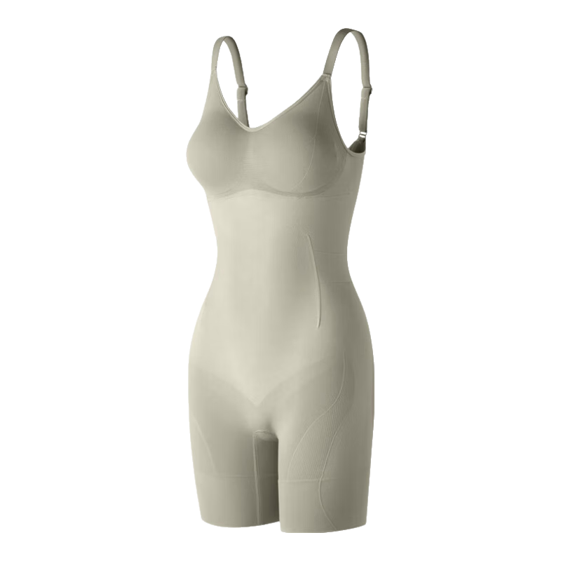 Quxianzhuyi [Song Qi Same Style], Black Chocolate Shaping One-Piece Bodysuit, Tummy Control Waist Slimming, Autumn Brown [Thin Shoulder Straps], Size L