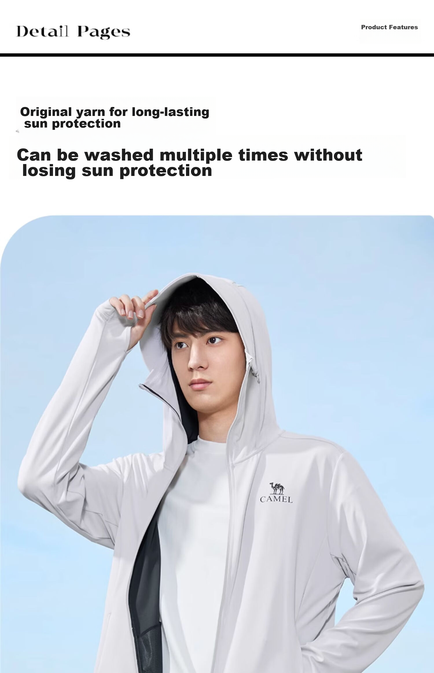 CAMEL Cool White Outdoor Sun Protection Clothing for Men And Women, Summer UV Protection Original Yarn Ice-Feel Breathable Sun Protection Jacket 1007 7