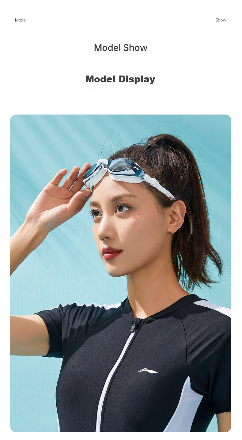 Li-Ning Swimming Goggles And Cap, Waterproof Anti-Fog High-Definition Swim Glasses for Men And Women, Myopia Swimming Goggles, Black 24-19 Myopia 450 Degrees 12