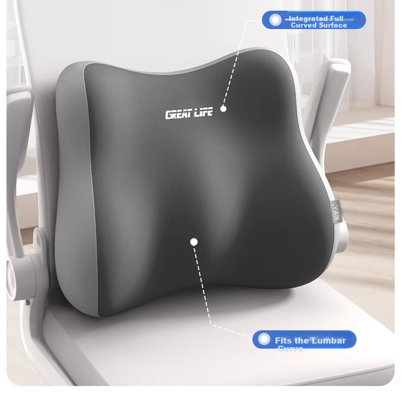 GREAT LIFE Lumbar Support Pillow Office Waist Cushion Long Sitting Backrest Chair Car Seat Waist Pad Driver Cushion 2
