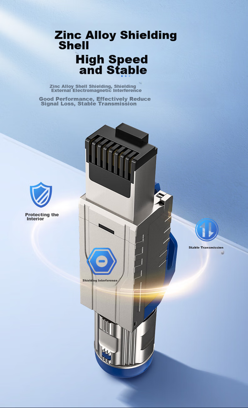 CHOOSEAL (CHOSEAL) Category 7 And 8 Universal Shielded Tool-Free Crystal Head, Engineering-Grade RJ45 Network Crimp-Free Connector, Computer Network Cable Broadband Connection, 1 Piece, QS9932 5