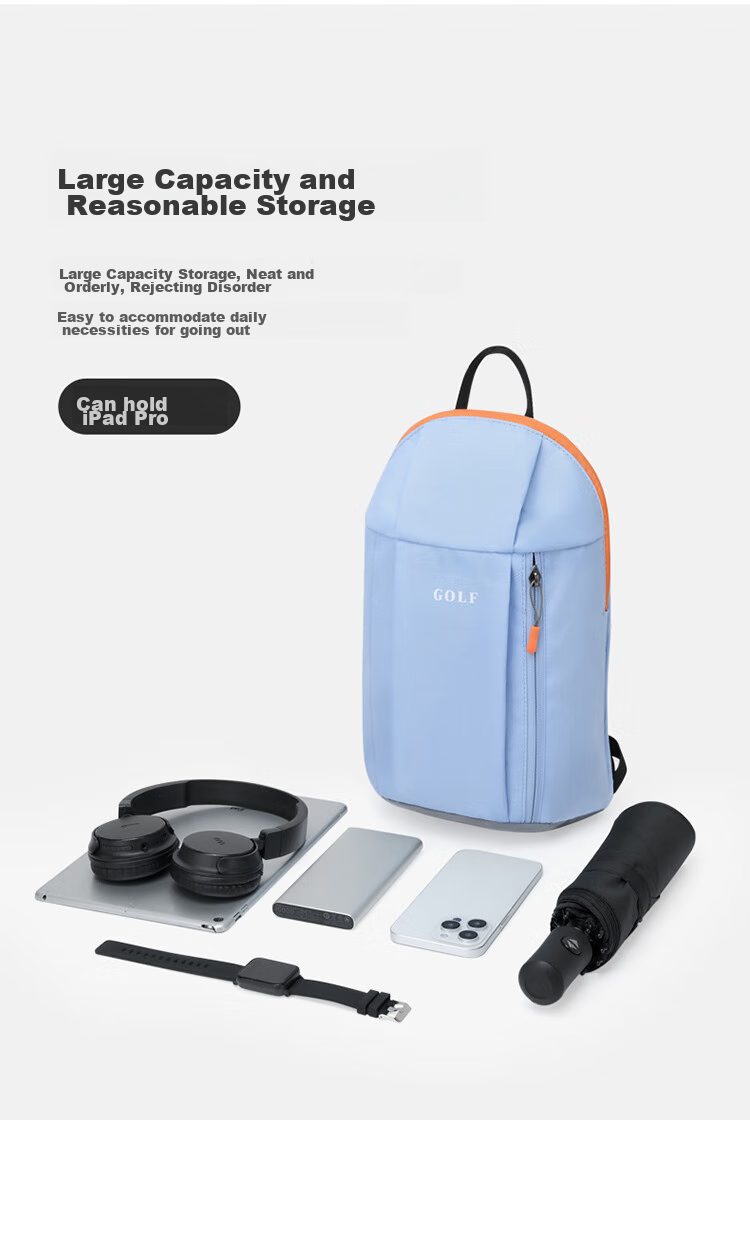 GOLF Backpack for Men And Women, Casual IPad Bag, Sports Outdoor Mini Travel Hiking Bag, Student And Children's Schoolbag 11